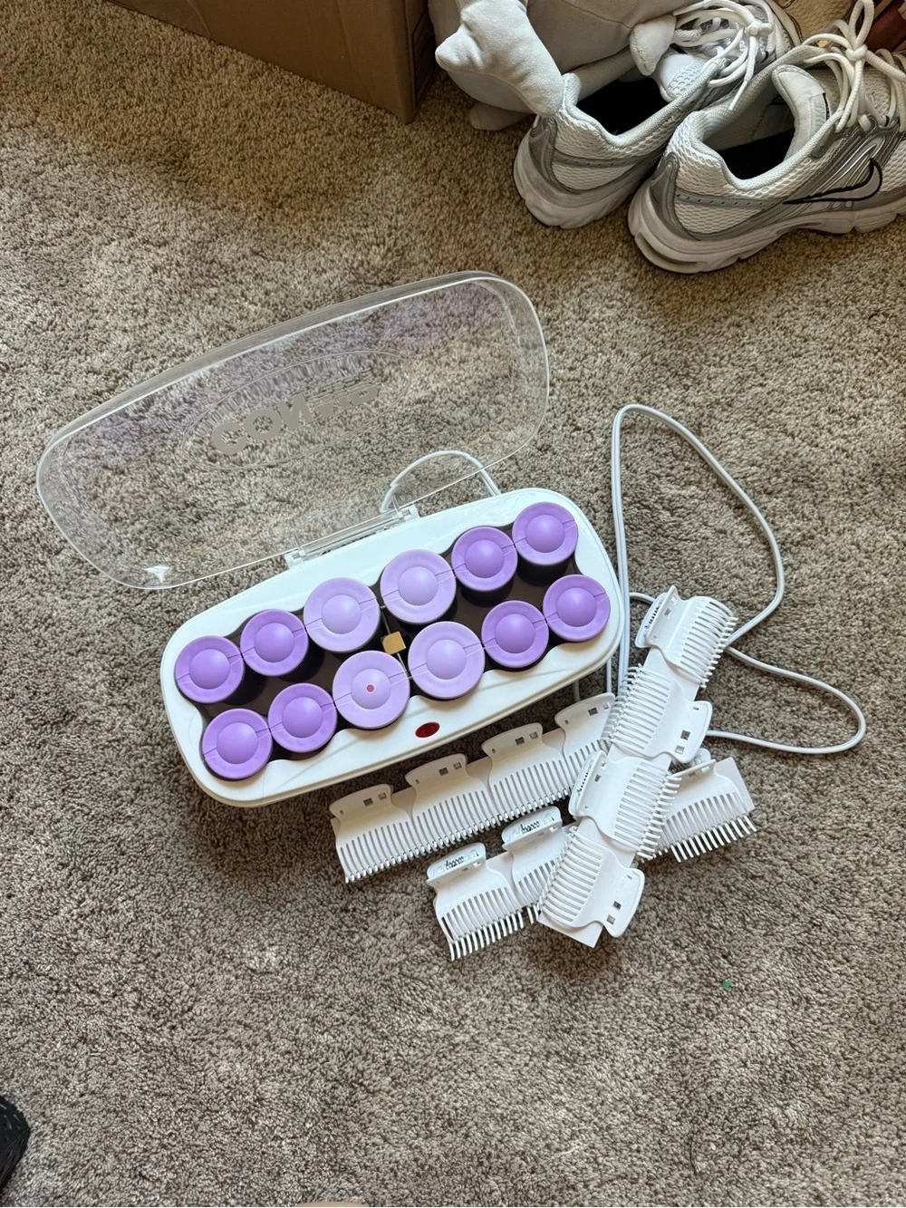 Electric Hot Rollers Set with Purple Rollers